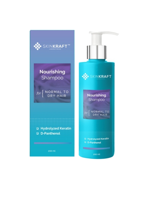 

SKINKRAFT Hydrolyzed Keratin Nourishing Shampoo for Normal to Dry Hair - 200 ml, Blue