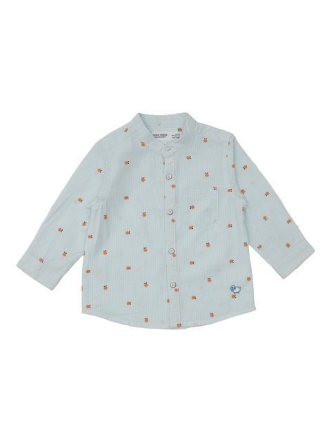 

ZERO THREE Infant Boys Blue Standard Printed Regular-Fit Pure Cotton Casual Shirt
