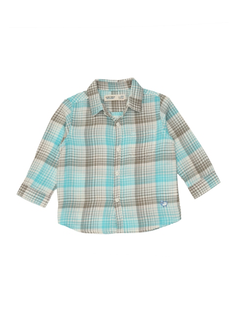 

ZERO THREE Boys Cream-Coloured Standard Tartan Checks Checked Casual Shirt