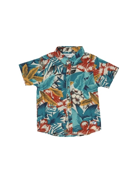 

ZERO THREE Infants Boys Blue Standard Floral Printed Regular Fit Cotton Casual Shirt