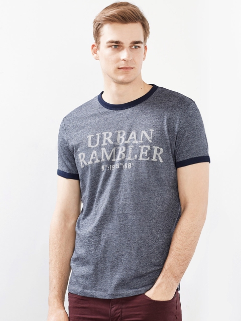 

ESPRIT Men Navy Printed Round Neck T-Shirt, Navy blue
