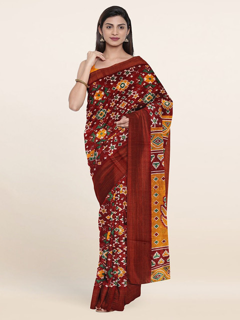 

Pothys Maroon & Yellow Ethnic Motifs Saree