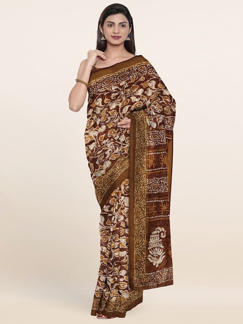 

Pothys Brown & Off White Ethnic Motifs Cotton Blend Zari Saree