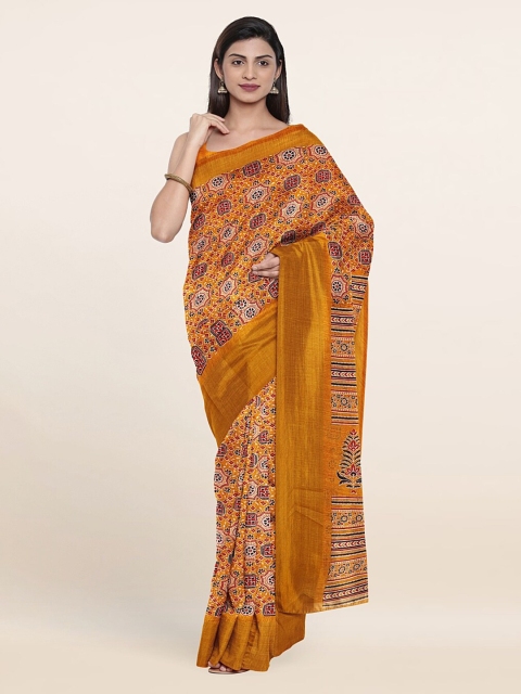 

Pothys Yellow & Black Ethnic Motifs Printed Cotton Blend Saree