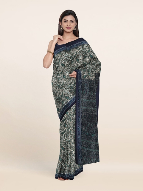 

Pothys Green & Blue Ethnic Motifs Printed Cotton Blend Saree