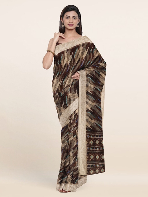 

Pothys Brown & Khaki Printed Cotton Blend Saree