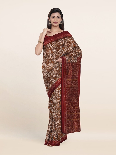 

Pothys Maroon & White Paisley Saree