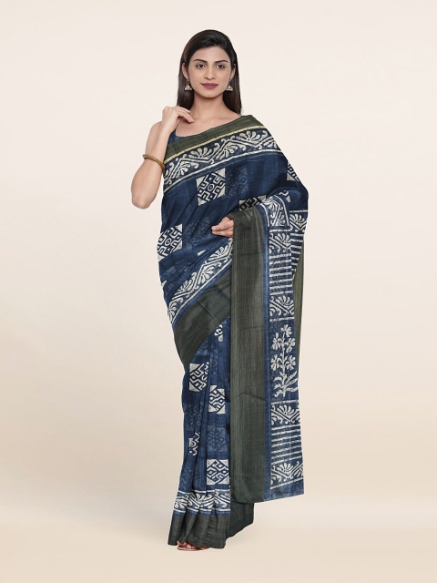 

Pothys Blue & White Ethnic Motifs Zari Saree