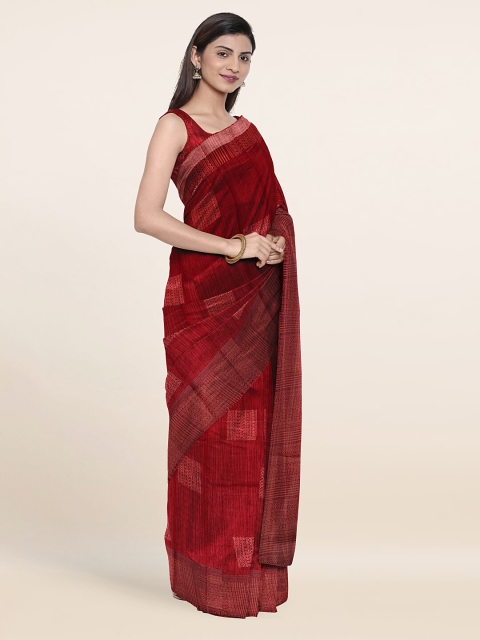 

Pothys Maroon Ethnic Motifs Saree