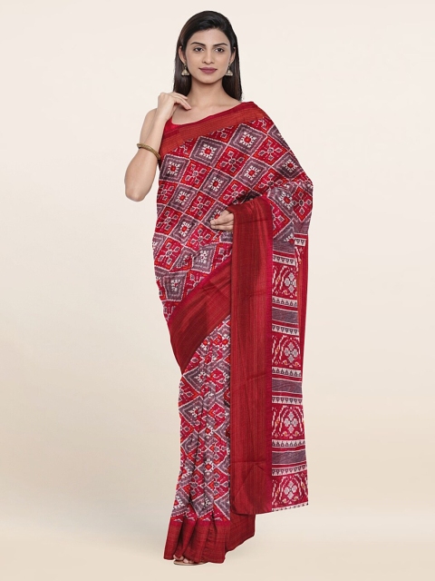 

Pothys Pink & Gold-Toned Ethnic Motifs Printed Zari Saree