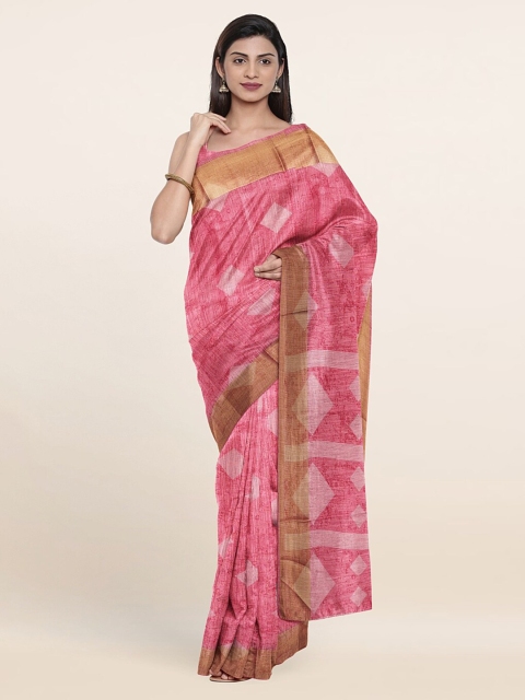 

Pothys Pink Woven Design Zari Cotton Blend Saree