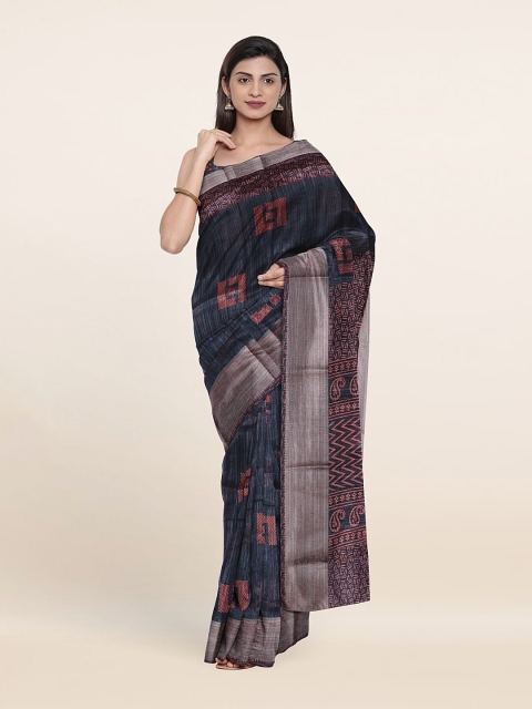 

Pothys Blue & Brown Printed Zari Saree