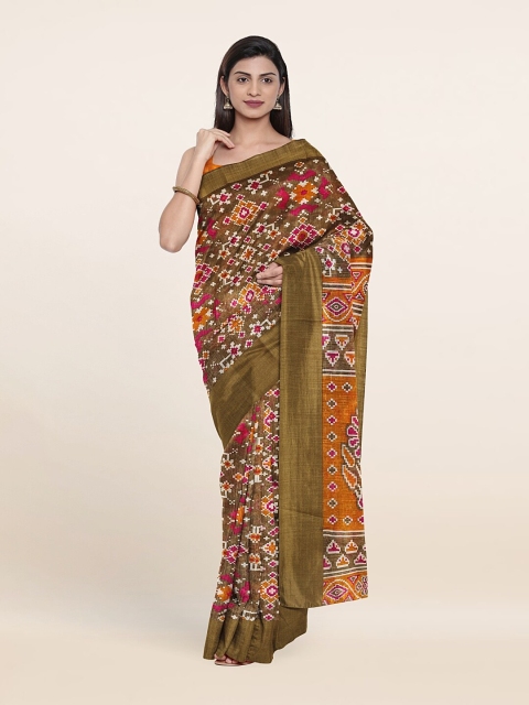 

Pothys Green & Red Cotton Blend Saree