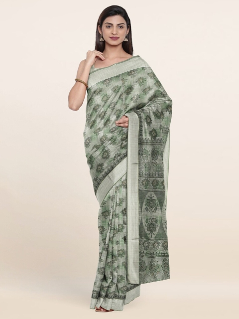 

Pothys Green & Grey Floral Printed Cotton Blend Saree