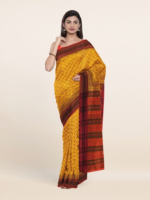 

Pothys Yellow & Red Floral Printed Cotton Blend Saree