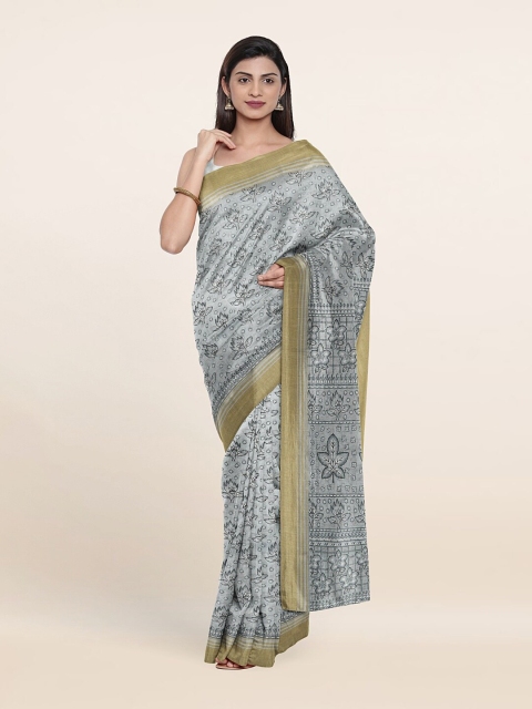 

Pothys Grey & Gold-Toned Ethnic Motifs Saree