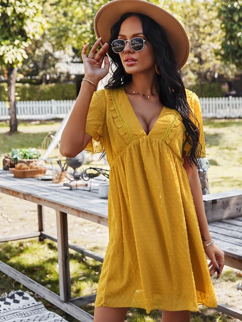 

La Aimee Yellow A-Line Dress
