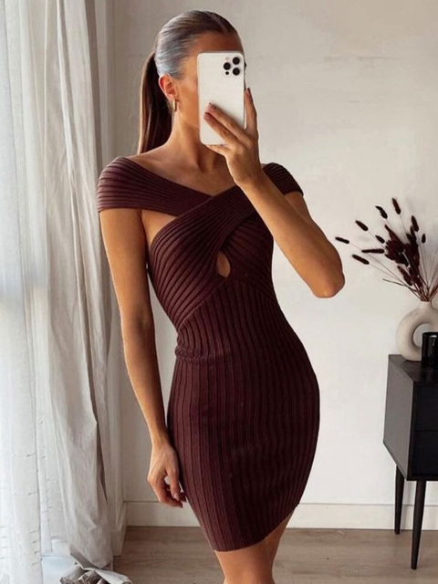 

La Aimee Women Brown Bodycon Dress