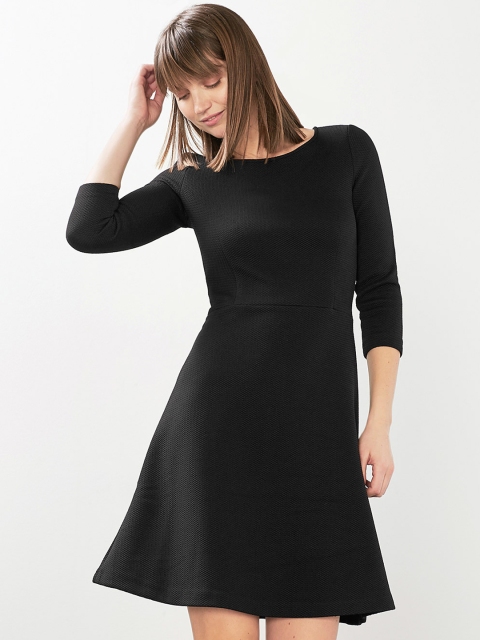 

ESPRIT Women Black Solid Fit & Flare Dress