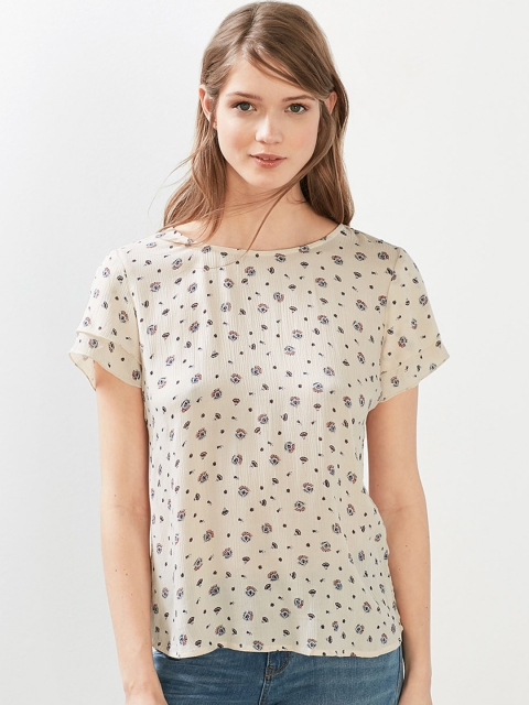 

ESPRIT Women Off-White Printed Top