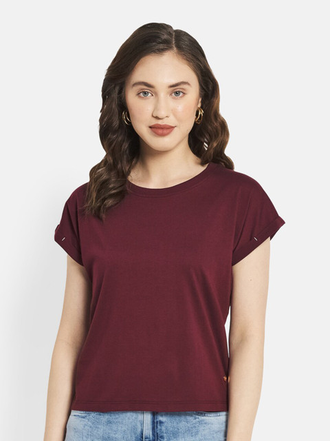

METTLE Women Maroon Extended Sleeves T-shirt