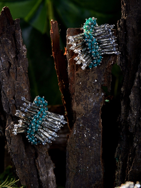 D'oro Turquoise Blue Contemporary Studs Earrings