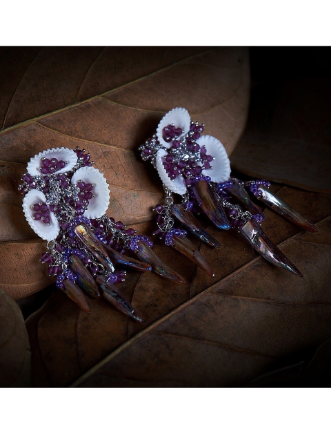 

D'oro Purple Contemporary Studs Earrings
