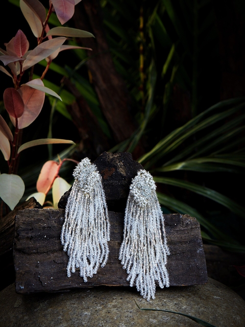 

D'oro Silver-Toned Contemporary Drop Earrings