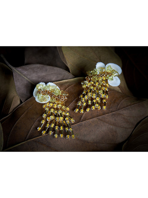 

D'oro Beige Contemporary Drop Earrings