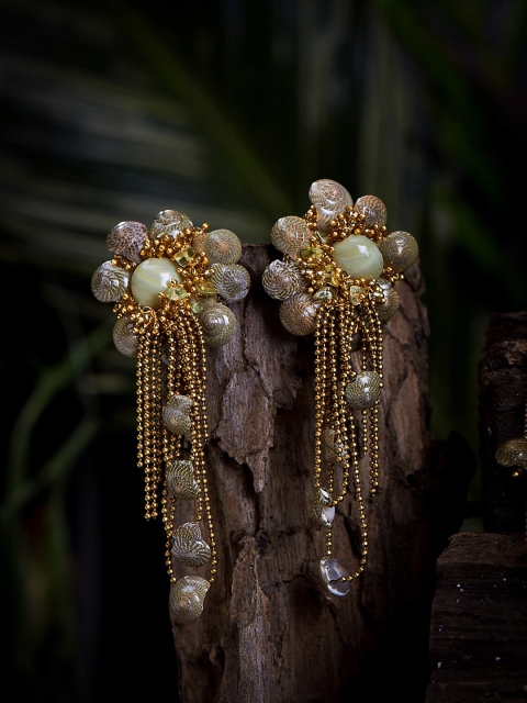 

D'oro Beige Contemporary Drop Earrings