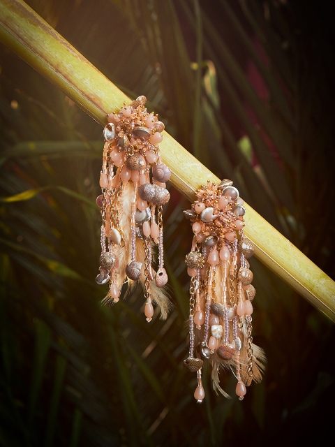 

D'oro Peach-Coloured Contemporary Drop Earrings