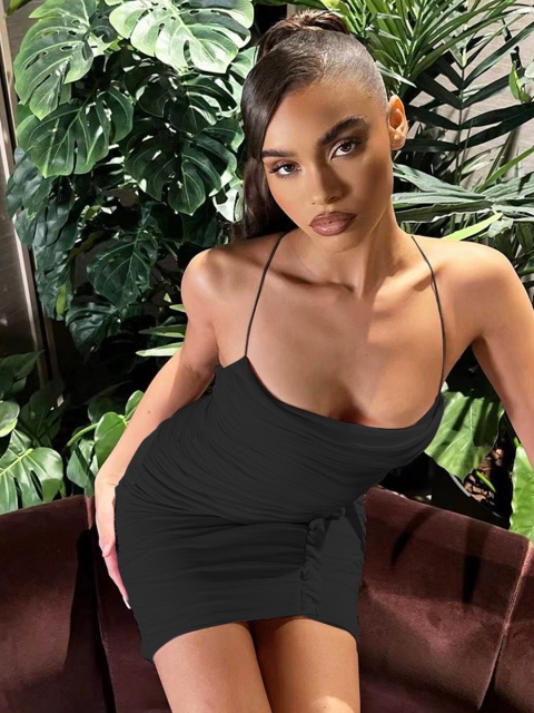 

La Aimee Black Halter Neck Bodycon Dress