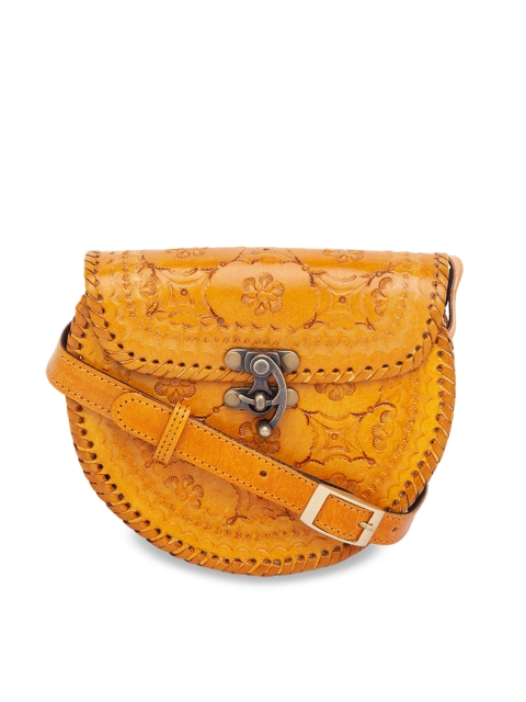 

Holii Yellow Leather Structured Sling Bag with Quilted