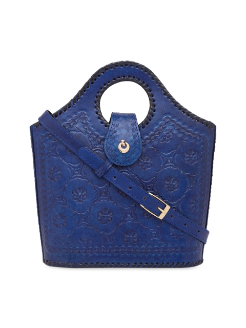 

Holii Navy Blue Leather Structured Handheld Bag with Quilted