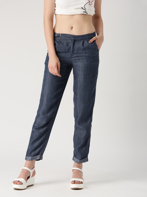 

ESPRIT Women Blue Chambray Trousers