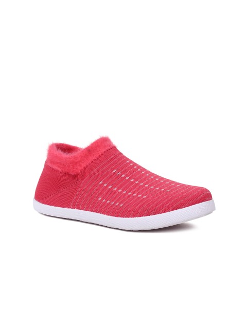

ASIAN Women Pink Woven Design Light Weight Slip-On Sneakers
