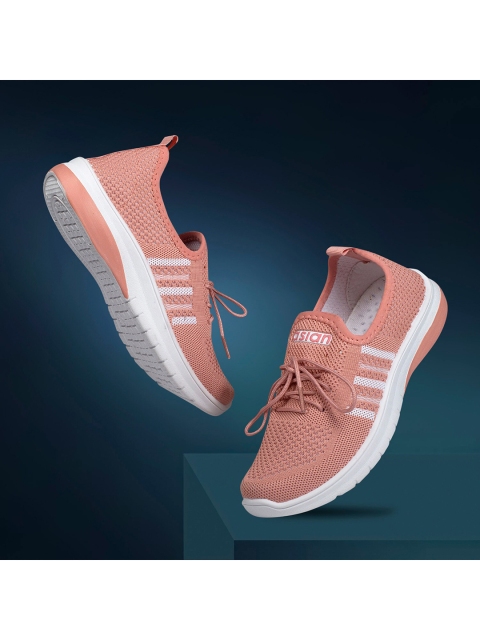 

ASIAN Women Peach-Coloured Woven Design Sneakers