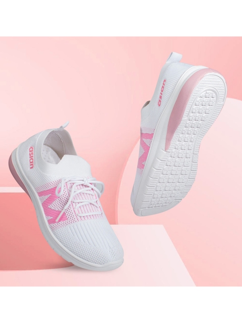 

ASIAN Women White & Pink Printed Lightweight Sneakers