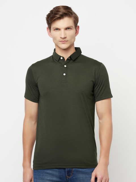 

HOLDIT Men Olive Green Polo Collar Cotton T-shirt