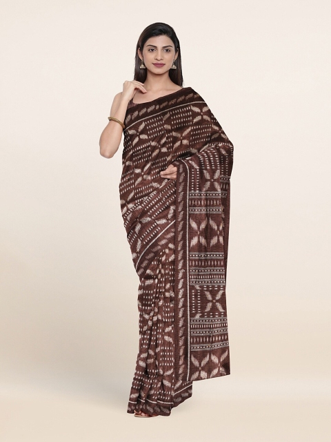 

Pothys Brown & White Printed Saree