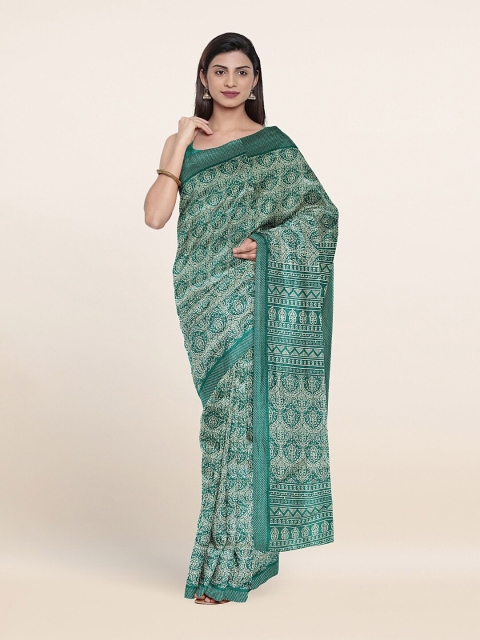 

Pothys Green & White Ethnic Motifs Saree