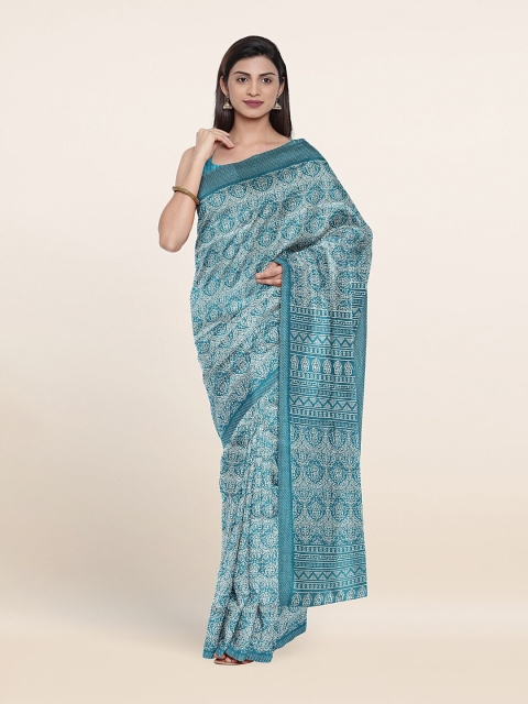 

Pothys Blue & White Ethnic Motifs Printed Cotton Blend Saree