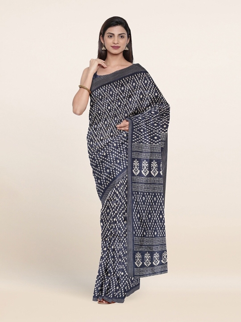 

Pothys Blue & White Geometric Printed Saree