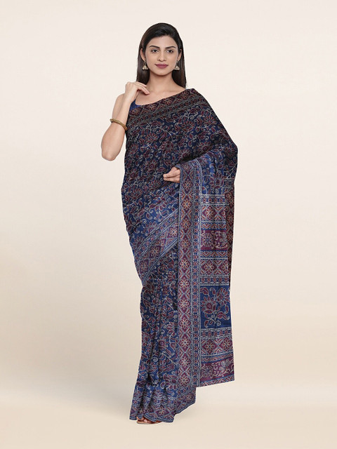 

Pothys Blue & Burgundy Floral Printed Saree