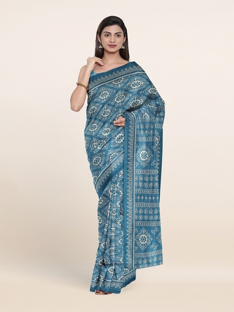 

Pothys Blue & White Ethnic Motifs Printed Cotton Blend Saree