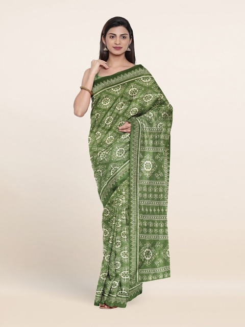 

Pothys Green & Off-White Ethnic Motifs Printed Saree