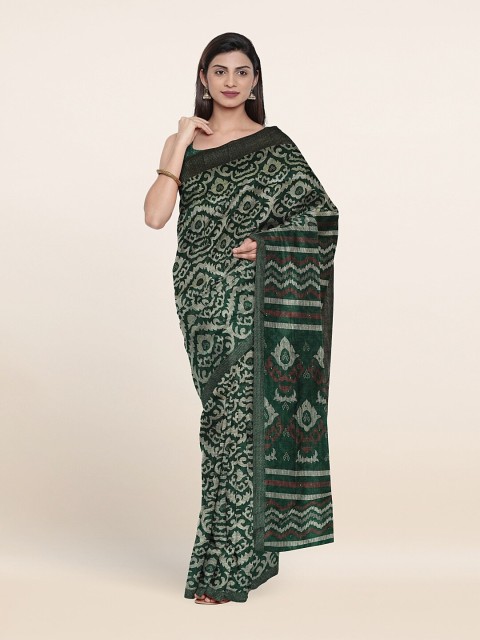 

Pothys Green & White Ethnic Motifs Saree