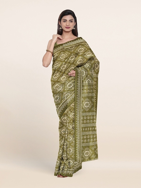 

Pothys Green & White Ethnic Motifs Saree