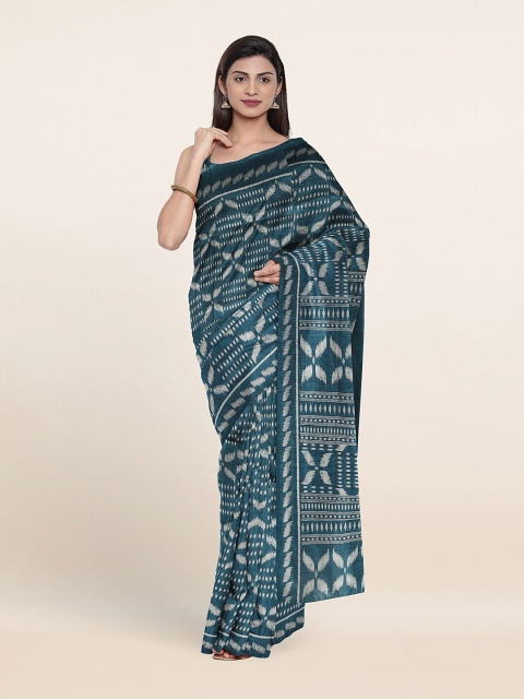 

Pothys Blue & Grey Geometric Printed Saree
