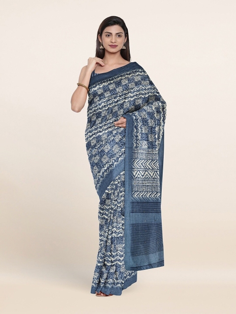 

Pothys Blue & White Ethnic Motifs Saree